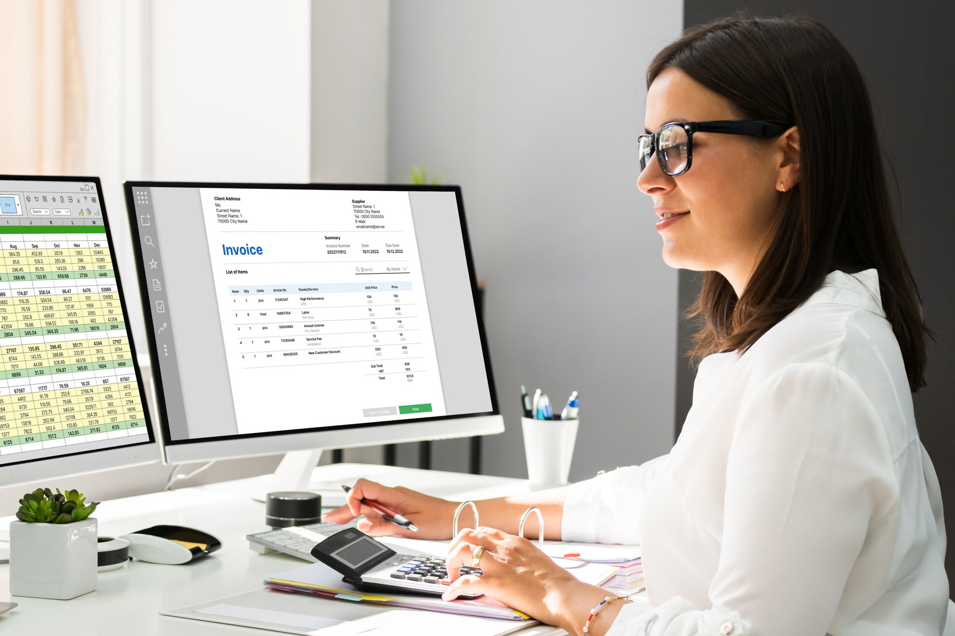 Medical account manager in office analyzing billing codes