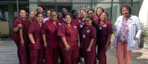 Healthcare Career College students standing outside together.
