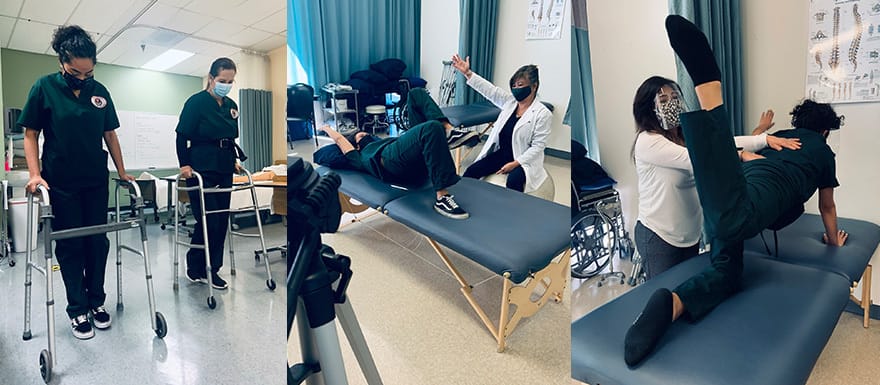 Physical Therapist Aide students practicing hands-on techniques.