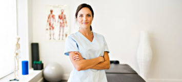 A caucasion female massage therapy professional